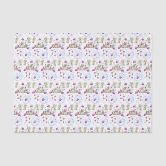 De Seda Feliz Aniversário Papel Tecido Gêmeos (Frente )