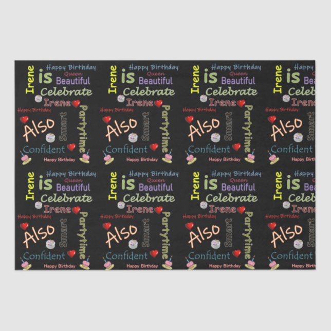 De Seda Feliz Aniversário Papel Tecido Irene (Frente )