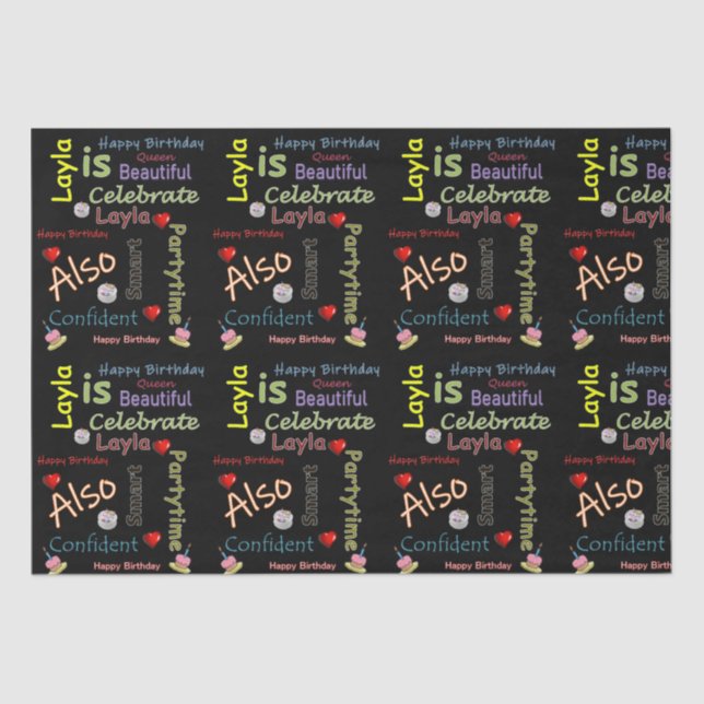 De Seda Feliz Aniversário Papel Tecido Layla (Frente )