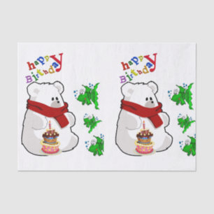 De Seda Feliz Aniversário Papel Tecido Polar Urso