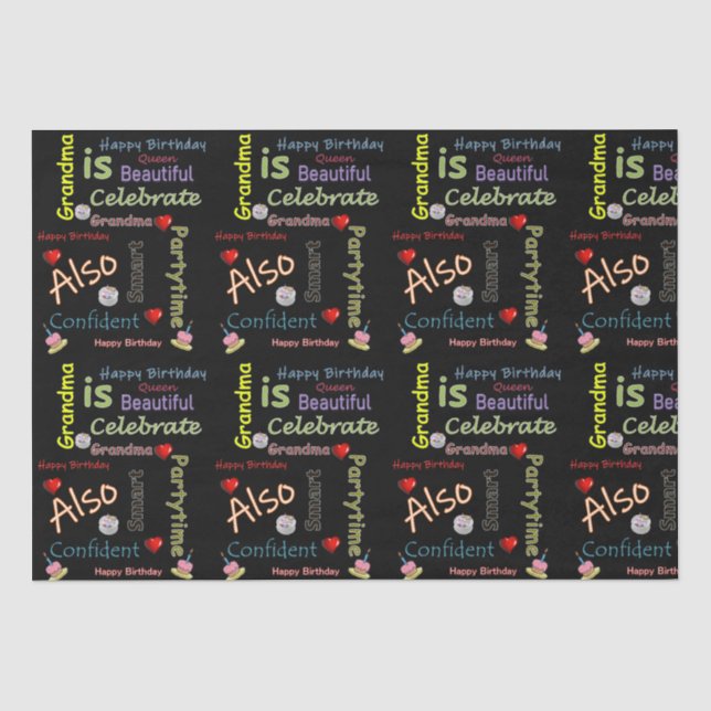 De Seda Feliz Aniversário Papel Tecidual Vovó (Frente )