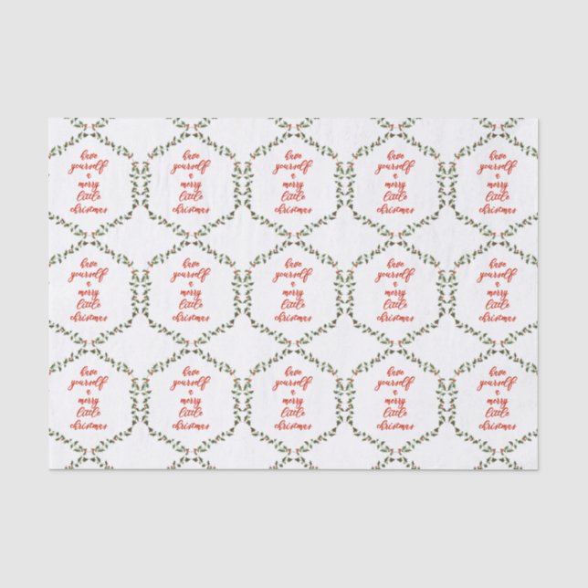 De Seda Feliz Pequeno Natal - Papel Holly Wreath (Frente )