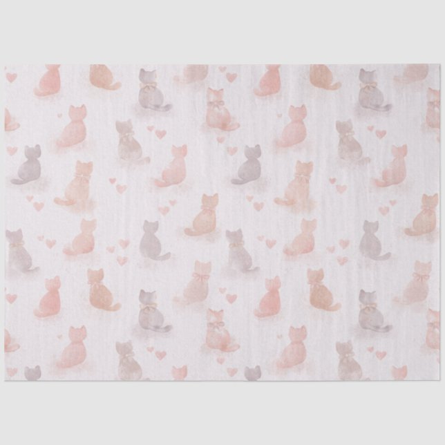 De Seda Gatos Pastel e Papel Higiênico Corações (Frente )