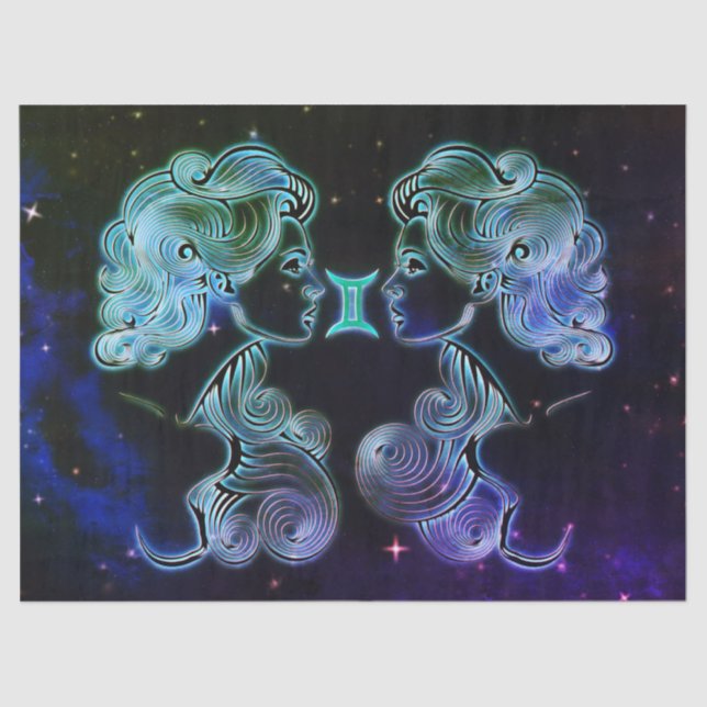 De Seda gemini, o papel dos tecidos zodiacos dos gêmeos (Frente )