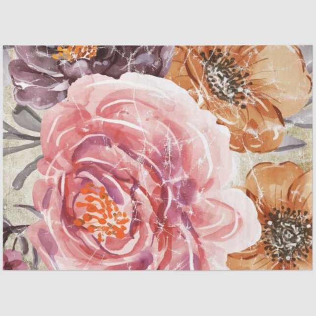 De Seda Grunge Vintage Floral Decoupage Papel Tecidual (Frente )