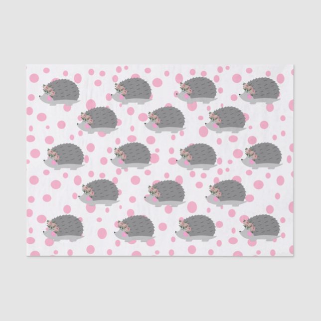 De Seda Hedgehog com Papel Tecido Floral (Frente )