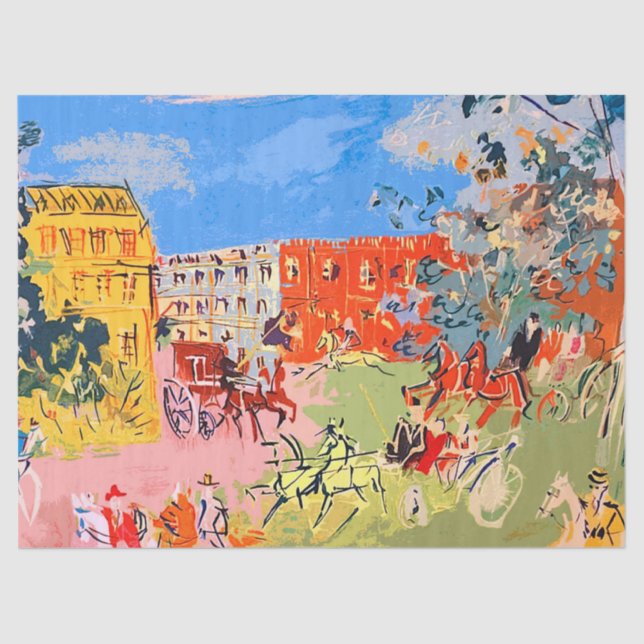 De Seda Jean Dufy - Papel Tecidual sobre Cavalos (Frente )