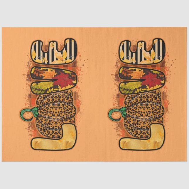 De Seda Love Pumpkin Autumn Personalizar Papel Tecido Colo (Frente )