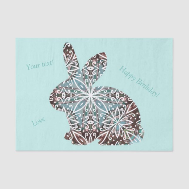De Seda Mandala Rabbit Chocolate e Papel Tecido Blues (Frente )