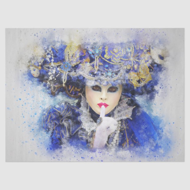 De Seda Máscara Veneza Arte Decoupage Papel Tecidual (Frente )