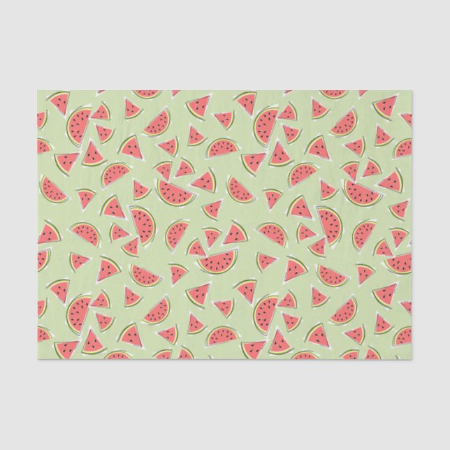 De Seda Melancia Papel multi-verde para tecidos (Frente )