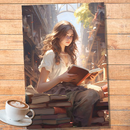 De Seda Menina Lendo Livros 3 Papel Decoupage