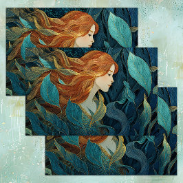 DE SEDA MERMAID EM SEA KELP GARDEN DECOUPAGE TISSUE PAPEL
