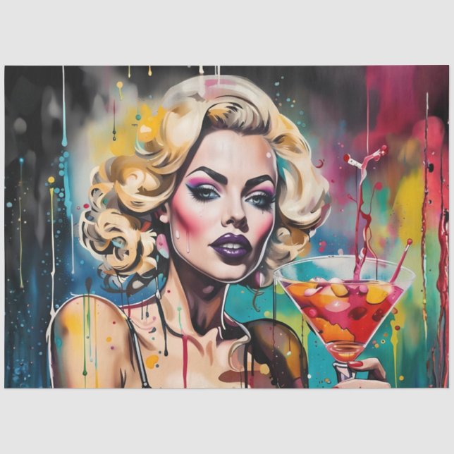 De Seda Mulher do Coquetel Cosmo Papel Decoupage – Glam (Frente )