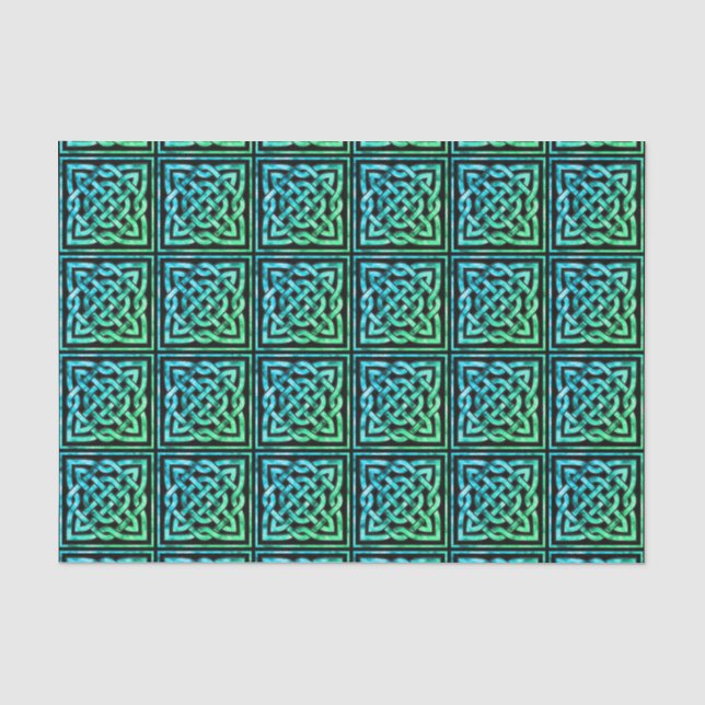 De Seda Nó Celular - Azulejo Quadrado - Papel Verde Azul (Frente )