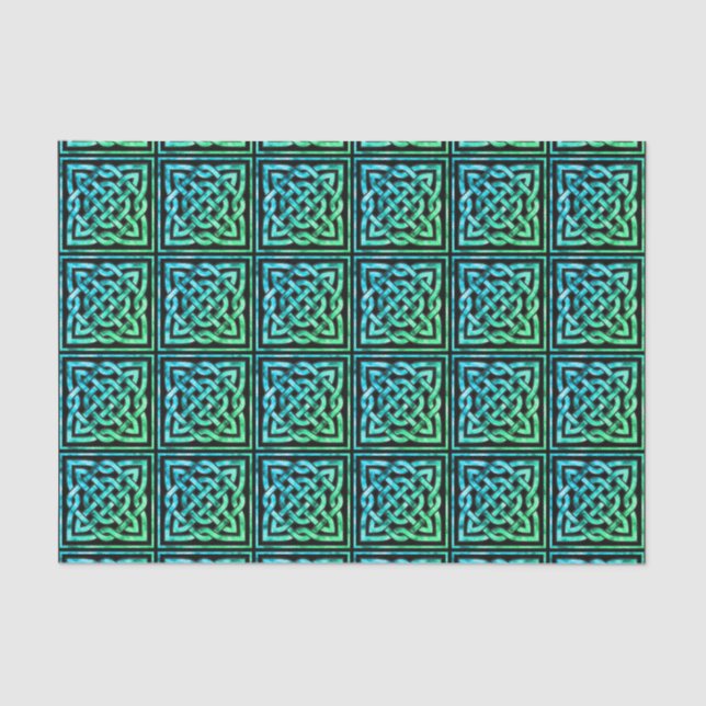 De Seda Nó Celular - Azulejo Quadrado - Papel Verde Azul (Frente )