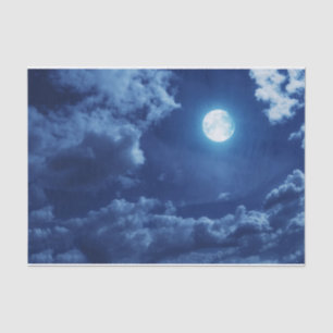 De Seda Nuvens noturnas com lua - Papel tecidular