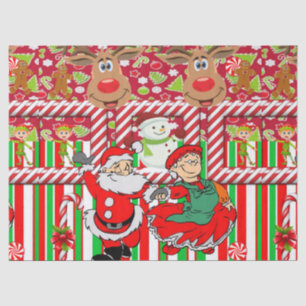 De Seda O Papel Tecido Natal Snowman Papai noel Sra. Claus