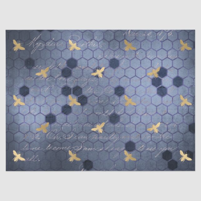 De Seda O Papel Tecido Série Blue Bee Design 12 (Frente )