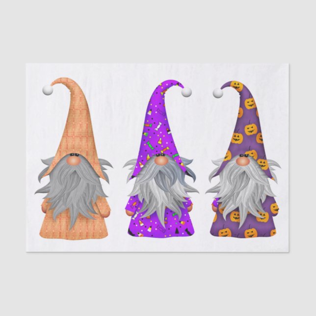 De Seda O Papel Tecidual dos Três Gnomos Halloween (Frente )