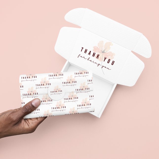 De Seda Obrigado Por Ser Seu Papel Tecidual (Thank someone special with this watercolor floral, "Thank you for being you" tissue paper! )