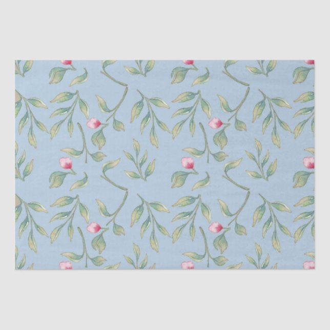 De Seda Omphalodes Blue Floral Papel para Tecidos (Frente )