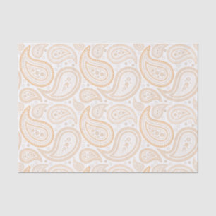 De Seda Orange Paisley Patterno sobre Papel Tecido Branco