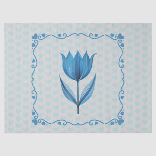 De Seda Padrão com um Papel Tecido Azul (Frente )