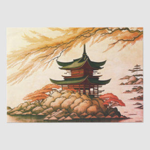 De Seda Pagoda em Papel Tecido Rochoso