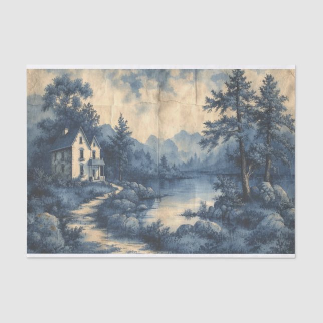 De Seda Paisagem bonita em um papel amassado (Frente )