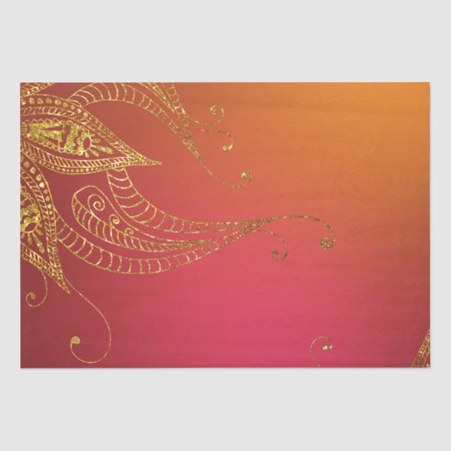 De Seda Papel Arabesco Dourado (Frente )