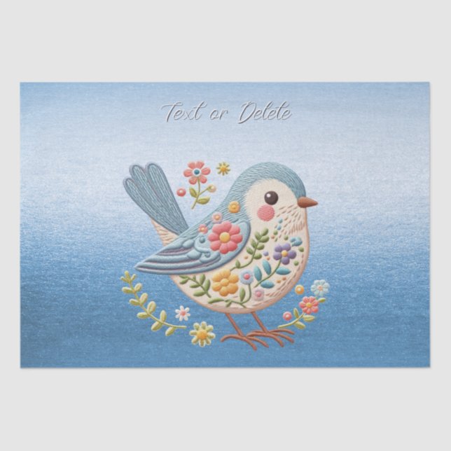 De Seda Papel Azul Floral Pequeno (Frente )