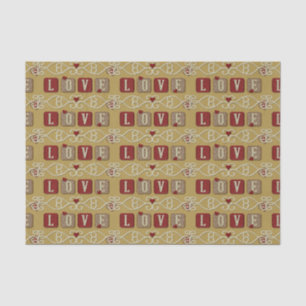 De Seda PAPEL Azulejos-Vermelho-Lt Dourado-TISSUE