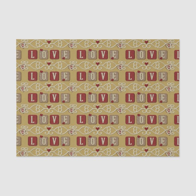 De Seda PAPEL Azulejos-Vermelho-Lt Dourado-TISSUE (Frente )