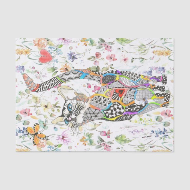 De Seda Papel branco e colorido para gatos (Frente )