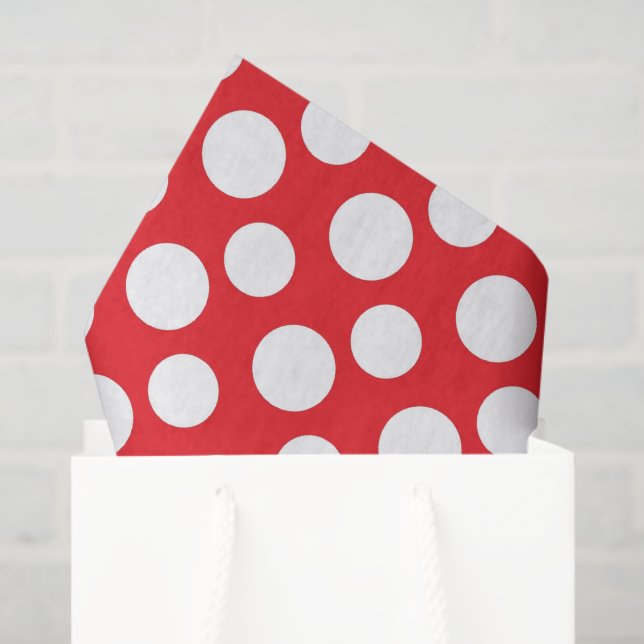 De Seda Papel branco vermelho para a bolinhas (Sacola de presentes)