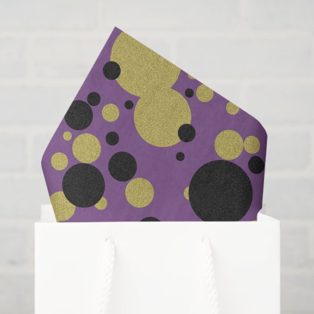 De Seda Papel Celofane Gatsby Dourado Roxo Brilho Bolinhas (Sacola de presentes)