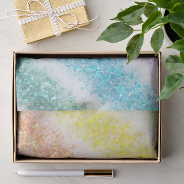 De Seda Papel Crepom Glitter Arco-Íris Pastel (Presente)