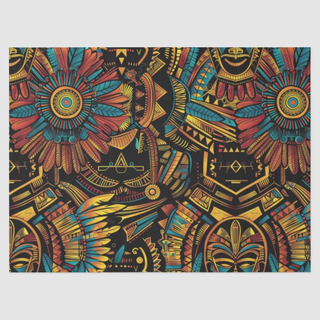 De Seda Papel Decorativo "Aztec Dream" Beige Quente (Frente )