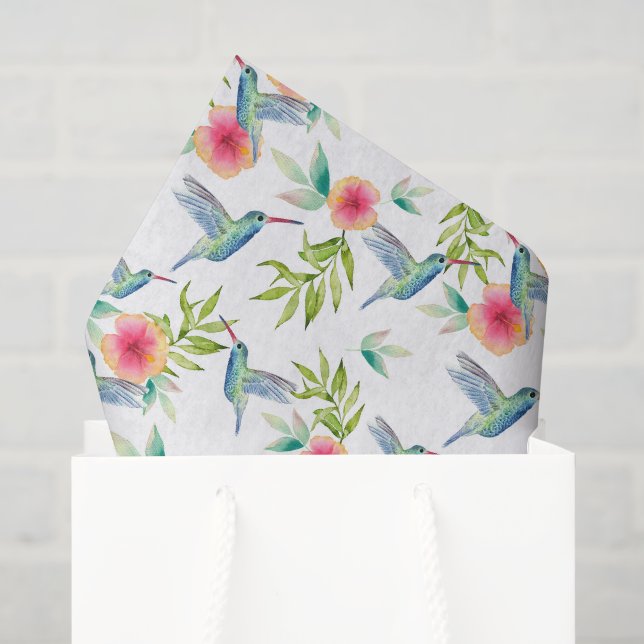 De Seda Papel Decoupage Beija-flor, Floral Jardim (Sacola de presentes)