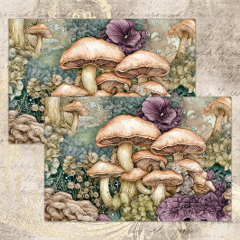 DE SEDA PAPEL DECOUPAGE COGUMELOS SELVAGENS