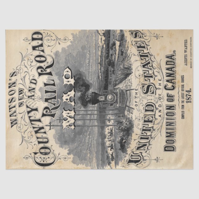 De Seda Papel Decoupage do Comboio Steampunk (Frente )