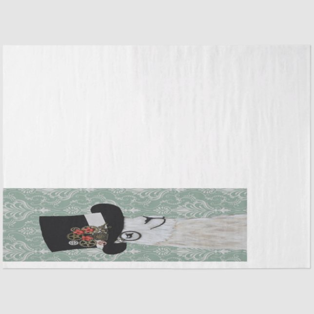 De Seda Papel Decoupage do Steampunk Llama (Frente )