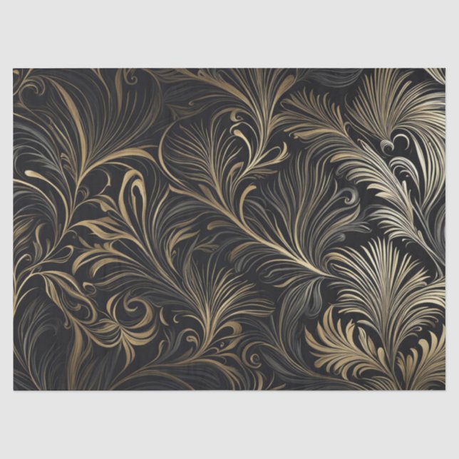 De Seda Papel Decoupage Dourado sobre Preto (Frente )