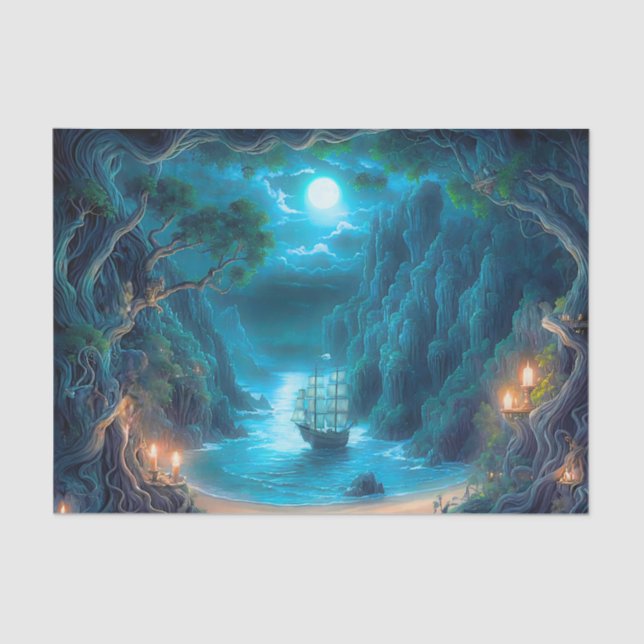 De Seda Papel Decoupage Enseada Escondida Pirata (Frente )