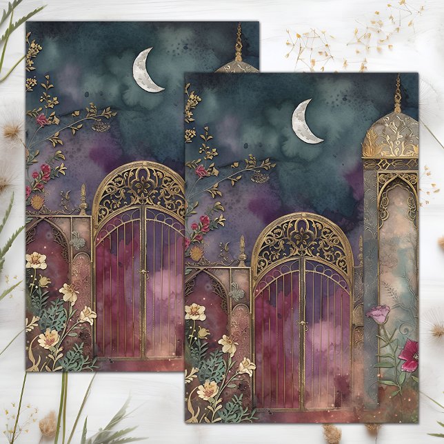 DE SEDA PAPEL DECOUPAGE LUA E CASTELO (MOON AND CASTLE DECOUPAGE TISSUE PAPER)