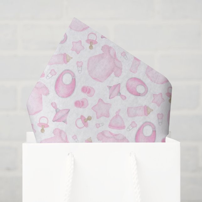 De Seda Papel Decoupage Menina Rosa, Bebê Recém-Nascido (Sacola de presentes)