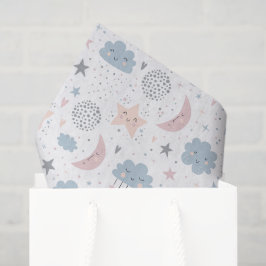 De Seda Papel Decoupage Nuvens Lua Estrelas, Celestial