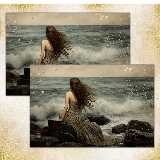 DE SEDA PAPEL DECOUPAGE PARA DESENHAR ARIEL OLHANDO PARA O (ARIEL LOOKS TO THE SEA DECOUPAGE TISSUE PAPER)