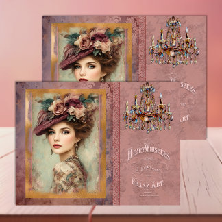De Seda Papel Decoupage Rosa Suave Burgundy Mulher Vitoria